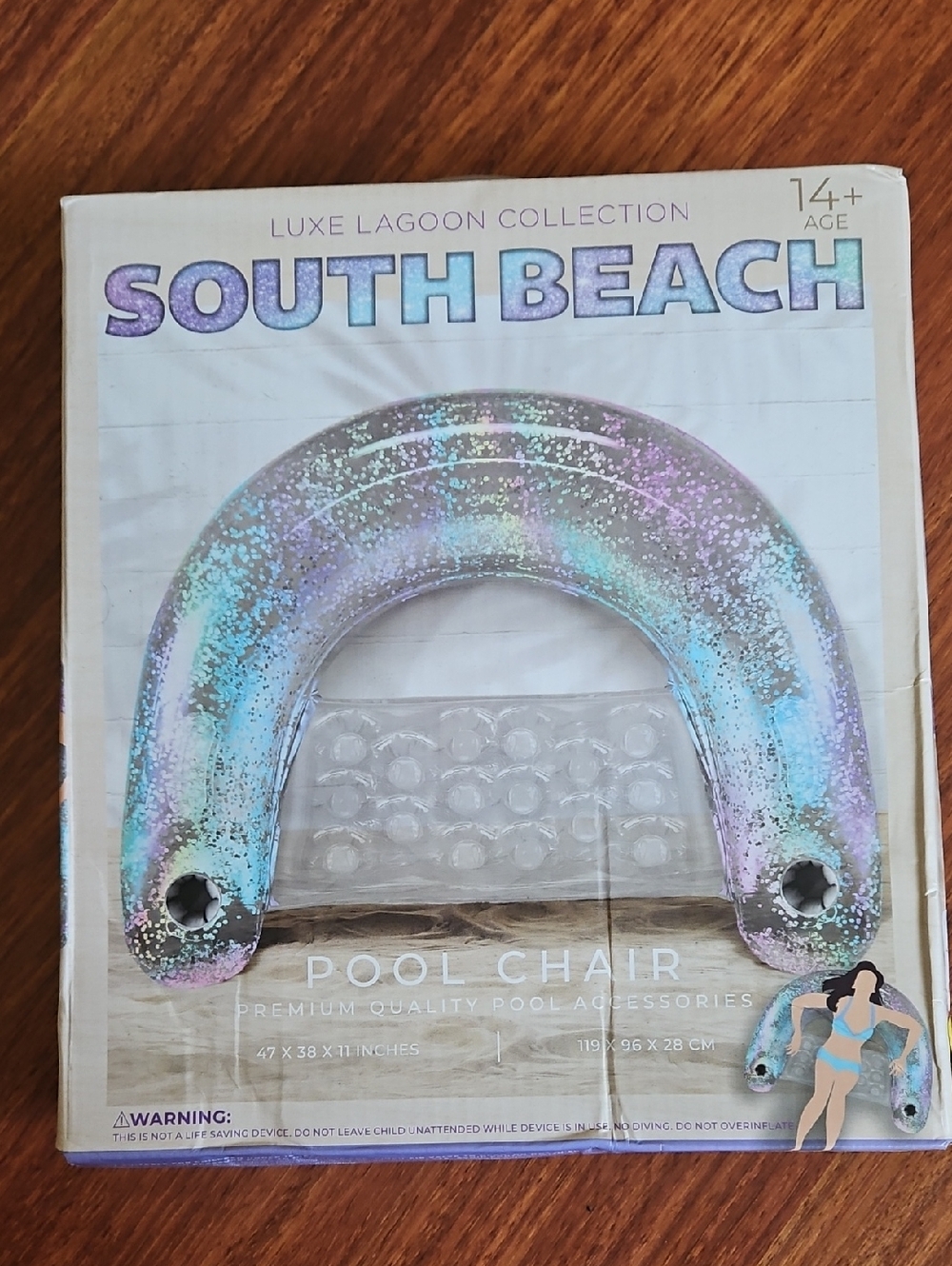 LUXE LAGOIN COLLECTION SOUTH BEACH Inflatable Pool Chair Premium Quality NWT